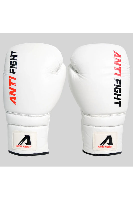 Pro White Lace Up Boxing Gloves