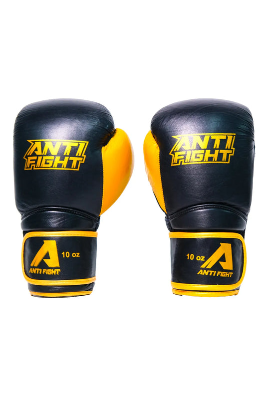 Golden Black Leather Boxing Gloves 10 oz